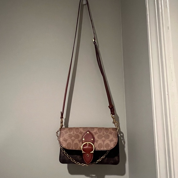 Coach Brown and Tan Crossbody Bag with Signature Monogram - Picture 2 of 3